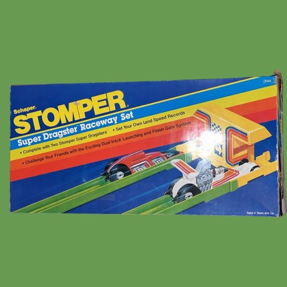 RARE NEW Vintage 1984 Schaper Stomper Super Dragster Raceway Set COMPLETE - Picture 1 of 8
